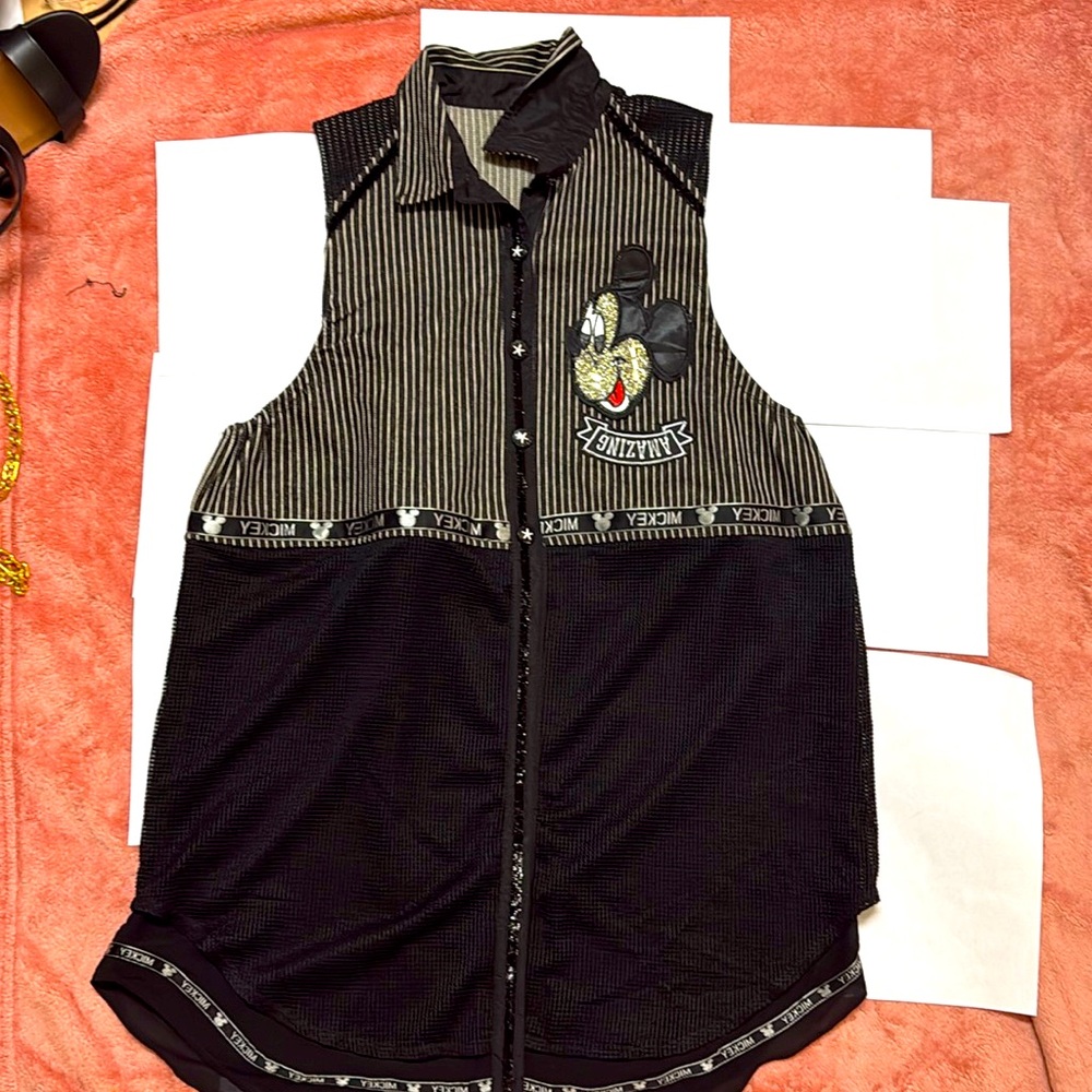 VINTAGE MICKEY Black Shirt Dress Size M